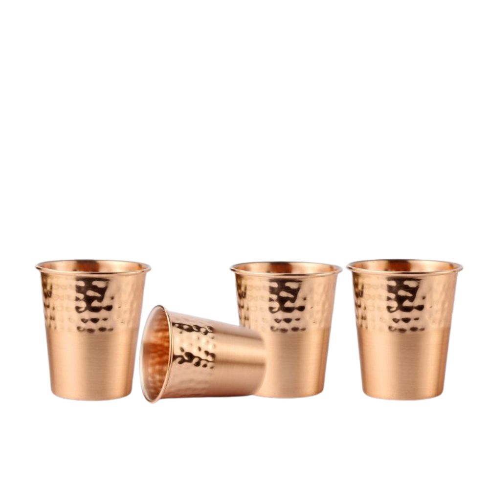 Set of 4 Handcrafted Copper Drinking Cups, 250ml