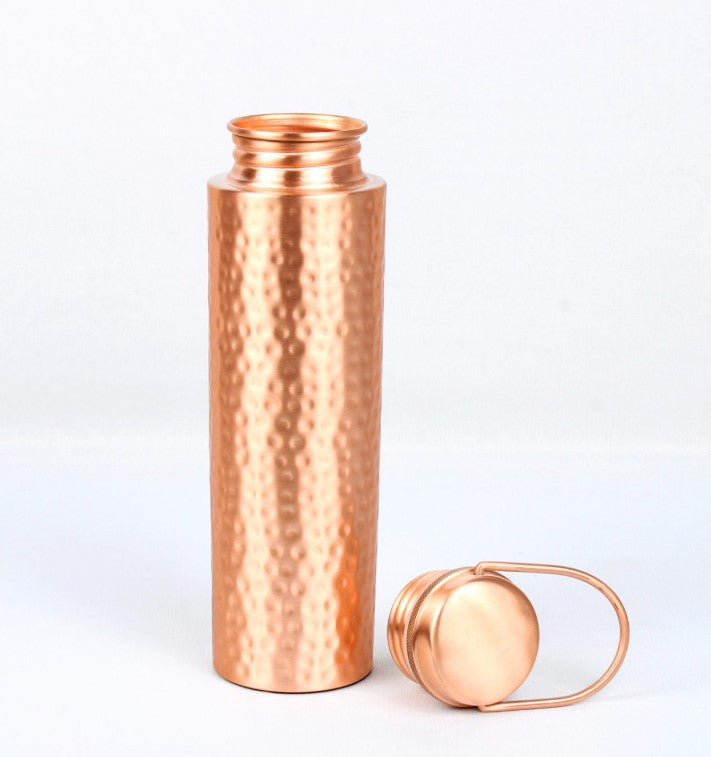 Hammered Hook Cap Copper Water Bottle, 1 litre