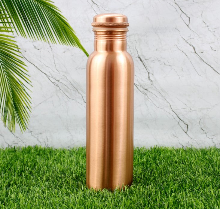 Premium Plain Matt Copper Water Bottle, 1 litre