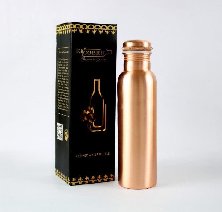 Premium Plain Matt Copper Water Bottle, 1 litre