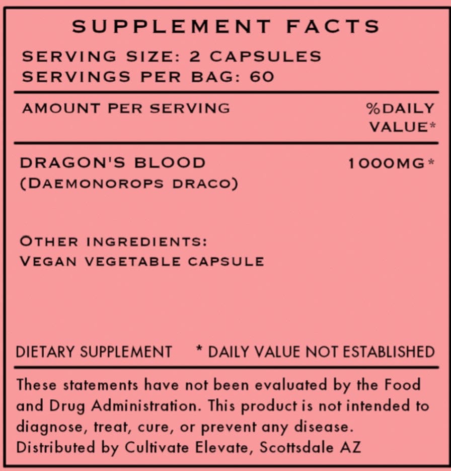 Cultivate Elevate Supplement Dragon's Blood, 120 Capsules