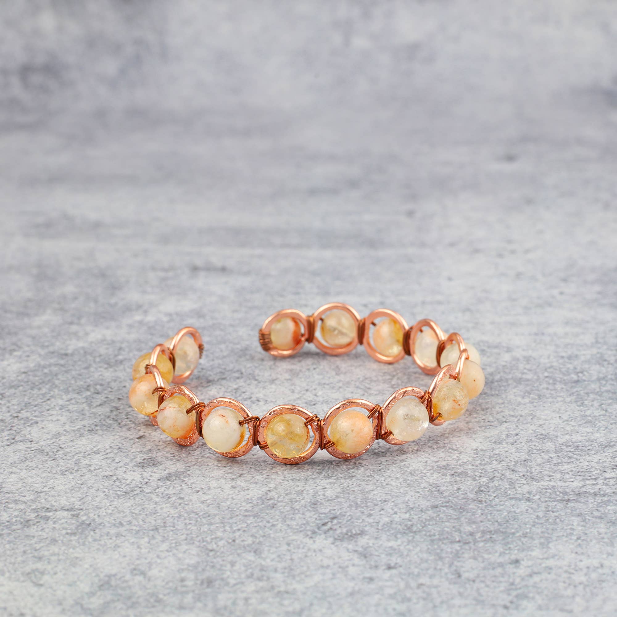 Copper & Natural Citrine Crystal Bracelet