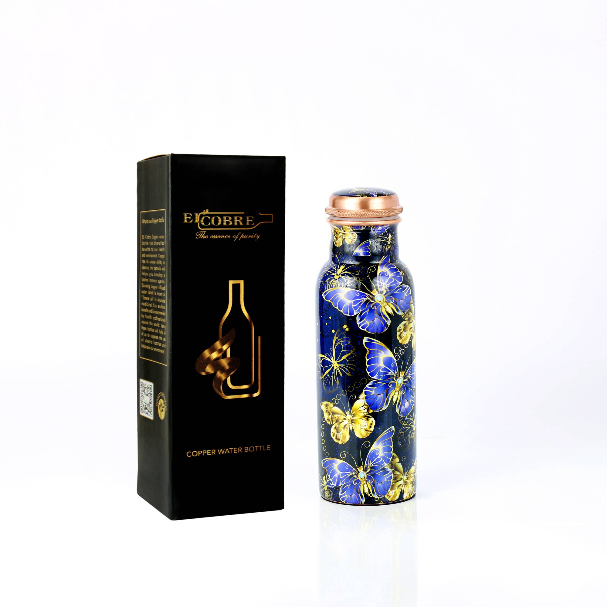 Limited Edition Printed Copper Bottle – 700ML (Butterflies)