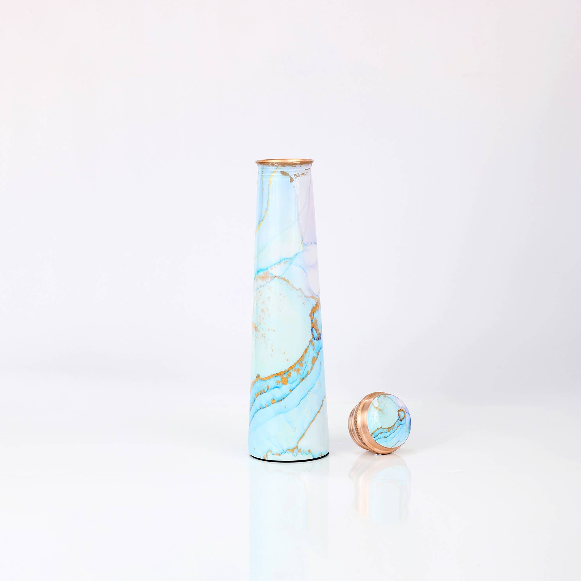 Printed Tower Copper Water Bottle 850ML - Blue Copper Marble