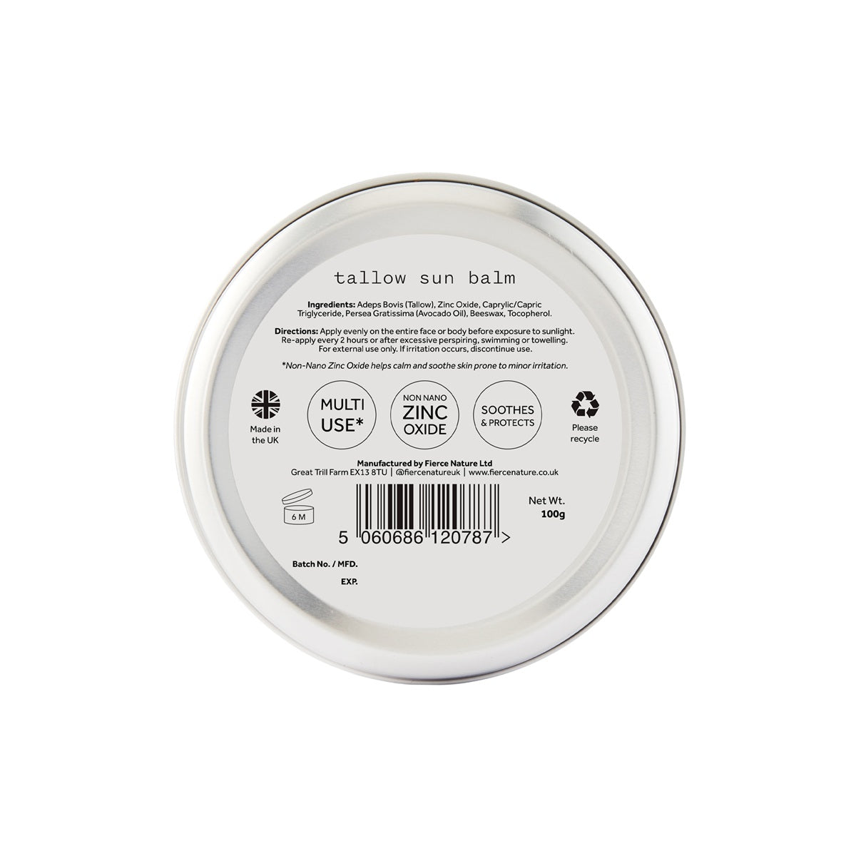 Pure Organic Tallow Sun Balm (SPF50), 100g